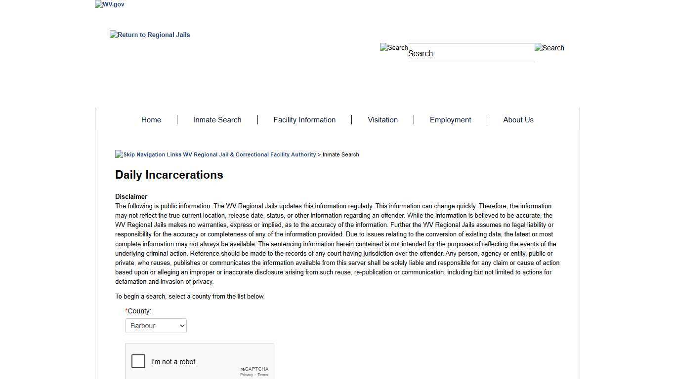 Active Inmate by Sentencing County or Institution - OIS Search